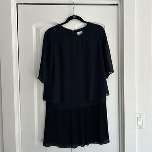 Reiss navy shift dress w/ pleated skirt